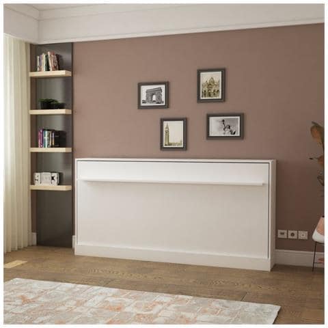 Letto Singolo A Scomparsa Life Con Apertura Orizzontale Bianco - Foto 1