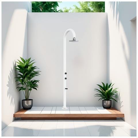 Luna Alu Bianca Led Doccia In Alluminio Doppio Attacco Dacqua Con Soffione Iswitch Led Bianca - Foto 1