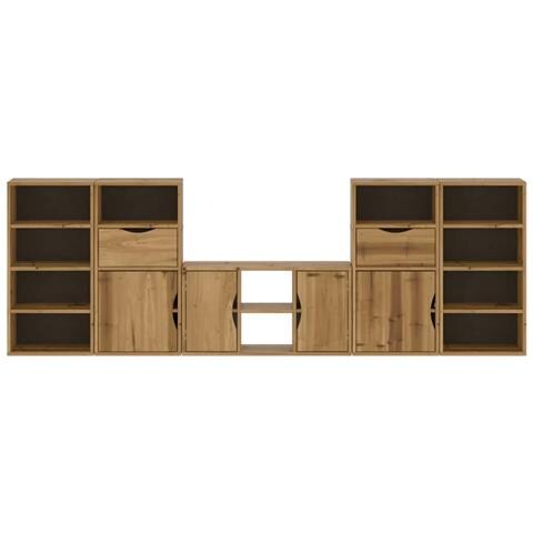 Mobile TV 5 pz con Contenitore ODDA in Legno Massello di Pino - Foto 2