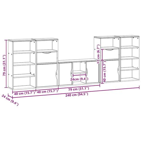 Mobile TV 5 pz con Contenitore ODDA in Legno Massello di Pino - Foto 9