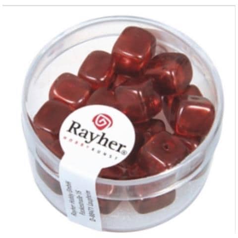 18 Pezzi - Perle In Vetro Quadrate 8x9mm - Colore Rosso /bordeaux - Foto 1