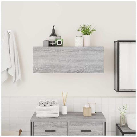 Mobile Da Bagno Grigio Sonoma 80x25x30 Cm In Legno Multistrato - Foto 3