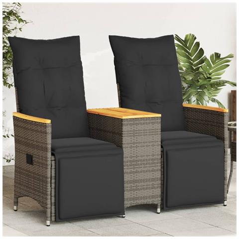 Lusso Casadino -  Divano Giardino Reclinabile 2 Posti Tavolino Grigio Polyrattan - Foto 8