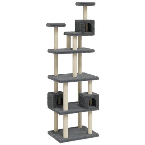 Lusso Casadino -  Albero Per Gatti Con Tiragraffi In Sisal Grigio Scuro 188 Cm - Foto 1