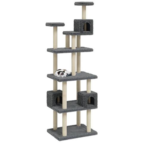 Lusso Casadino -  Albero Per Gatti Con Tiragraffi In Sisal Grigio Scuro 188 Cm - Foto 2