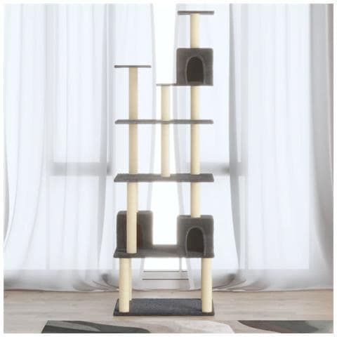 Lusso Casadino -  Albero Per Gatti Con Tiragraffi In Sisal Grigio Scuro 188 Cm - Foto 8