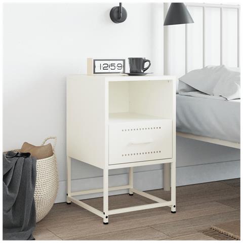 Lusso Casadino -  Comodino Bianco 36x39x60,5 Cm In Acciaio - Foto 2