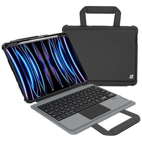 Custodia Con Tastiera Retroilluminata Per Ipad Air / Pro 11” Antiurto Con Touchpad, Nero - Foto 4