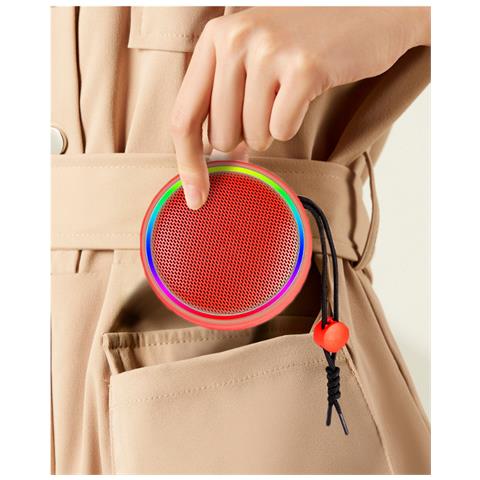 Altoparlante Bluetooth Portatile Con Cordino Fm0208 Con Aspirazione Magnetica Red - Foto 2