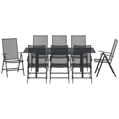 Set di mobili da corridoio  9 pezzi in acciaio antracite, Tavolo da giardino allungabile  antracite (140-210)x90x73 cm in acciaio - Foto 9