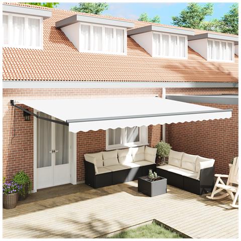 Tenda Retrattile Automatica  Bianco 500x300 cm, Tessuto di Ricambio per Tenda  5x3 m Bianco - Foto 2