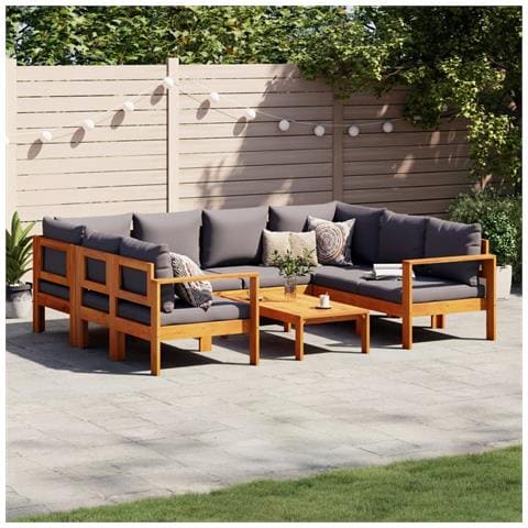 Set Divano da Giardino 6 pz con Cuscini in Massello di Acacia - Foto 2