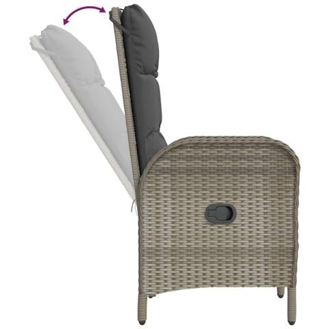 Set da Pranzo da Giardino 7 pz con Cuscini in Polyrattan Grigio - Foto 9