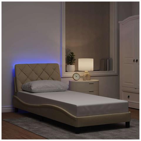 Giroletto con LED senza Materasso Crema 90x190 cm in Tessuto - Foto 2