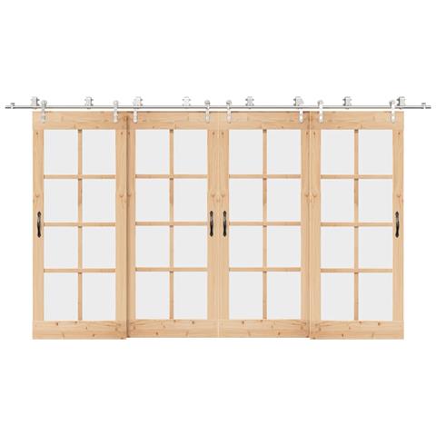 Kit Binari Porta Scorrevole 400 cm Acciaio Inossidabile Argento - Foto 2