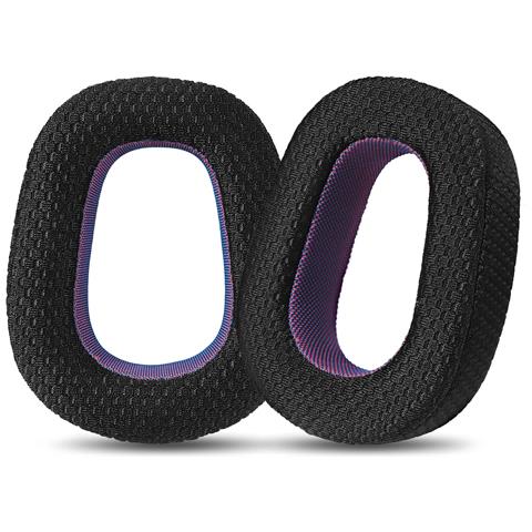 Cuscinetti Auricolari Di Ricambio In Tessuto Traspirante Nero/viola Per Logitech Zone Vibe 100 (confezione Da 2) - Foto 1