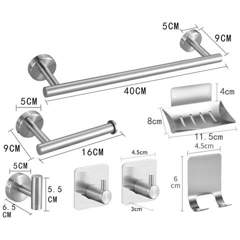 Set Di 7 Pezzi Di Porta Asciugamani Da Bagno In Acciaio Inossidabile Senza Foratura Silver - Foto 2