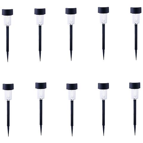 Set Da 10 Luci Solari A Led Per Prato - Bianco Caldo, Plastica Abs Nera - Foto 1