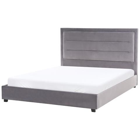 Letto Ad Acqua Velluto Rouen 160 X 200 Cm Grigio Scuro - Foto 2