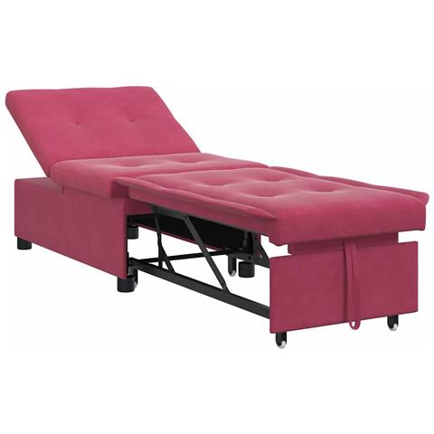 Divano Letto Rosso vino 67 x 194 x 38 cm Velluto - Foto 1