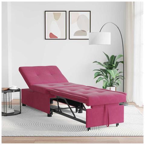 Divano Letto Rosso vino 67 x 194 x 38 cm Velluto - Foto 2