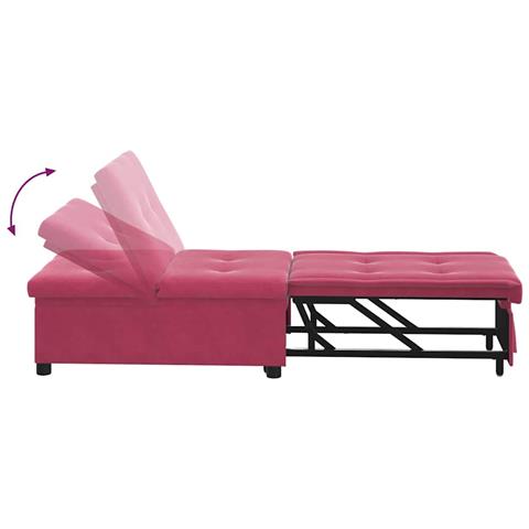 Divano Letto Rosso vino 67 x 194 x 38 cm Velluto - Foto 9