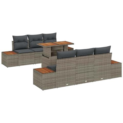 Set Divano da Giardino 7 pcs Grigio Poly Rattan - Foto 1