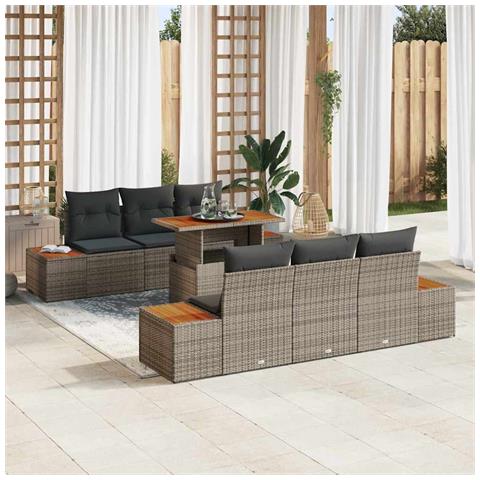 Set Divano da Giardino 7 pcs Grigio Poly Rattan - Foto 2