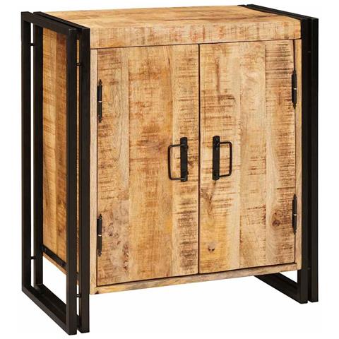 Armadio da Notte Marrone Legno di mango solido e grezzo - Foto 1