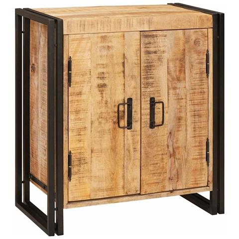 Armadio da Notte Marrone Legno di mango solido e grezzo - Foto 2