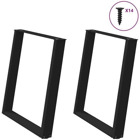 Gambe per tavolo da pranzo a forma di U 2 pz nere 70x(72-73) cm in acciaio - Foto 1