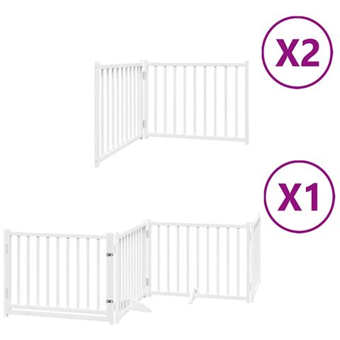 Cancello Cani Porta Pieghevole Bianco 12 Pannelli 640 cm Pioppo - Foto 1