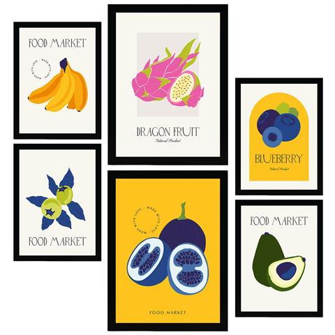 Set Di 6 Stampe Cibo E Nutrizione Bacche Natura E Stampe Botaniche Per L'interior Design A3 & A4 Senza Cornice - Foto 1