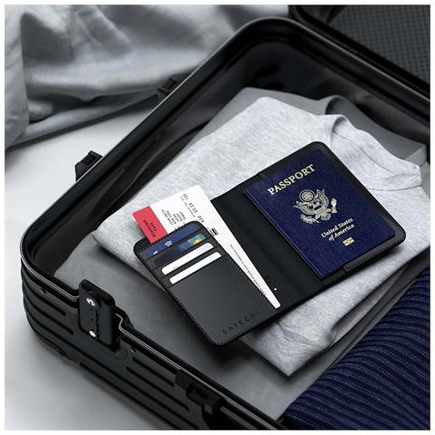 Custodia Per Passaporto In Pelle Findall Con Porta Carte E Protezione Rfid, Nero - Foto 2
