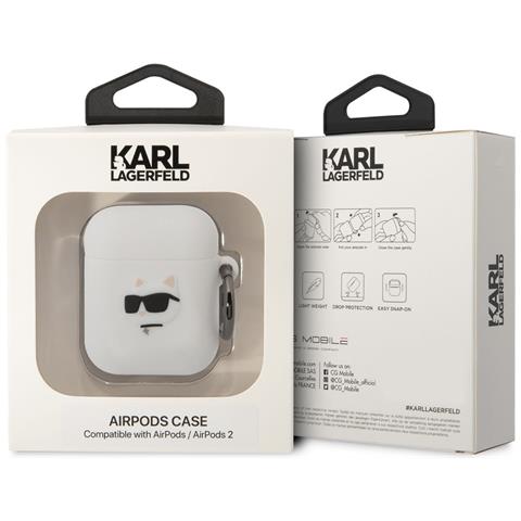 Custodia In Silicone Per Airpods 1/2 Choupette Head 3d Antiurto, Bianco - Foto 3
