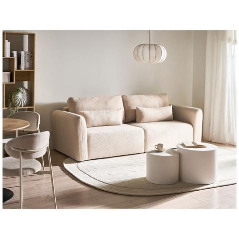 Divano Letto 3 Posti Vaxholm Bouclé Beige Chiaro Con Contenitore - Foto 1