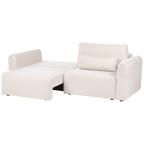 Divano Letto 3 Posti Vaxholm Bouclé Beige Chiaro Con Contenitore - Foto 5