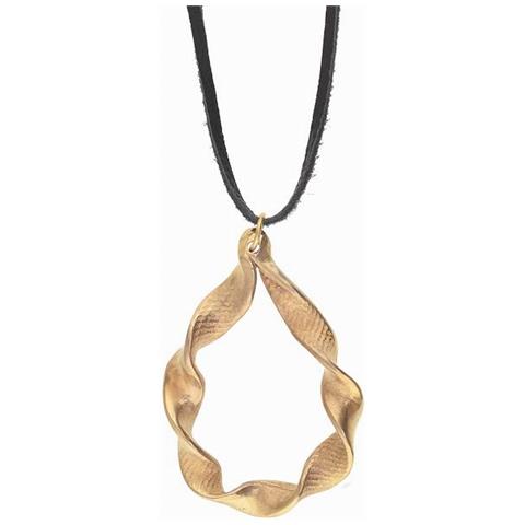 Collana Lunga ""eternal Wave"" Pelle Oro Nero 80cm - Foto 2