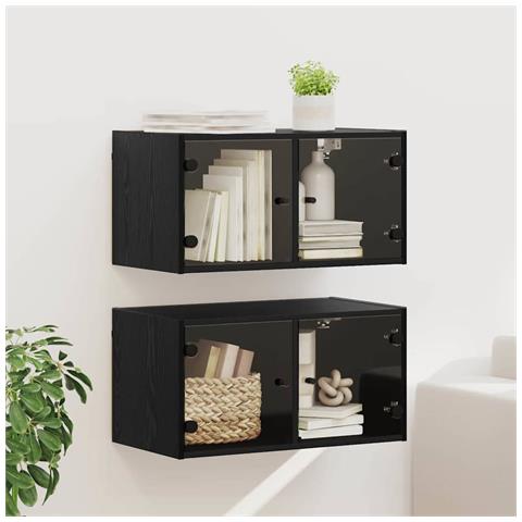 Armadi da Parete 2 pcs Rovere Nero 68 x 37 x 35 cm - Foto 2