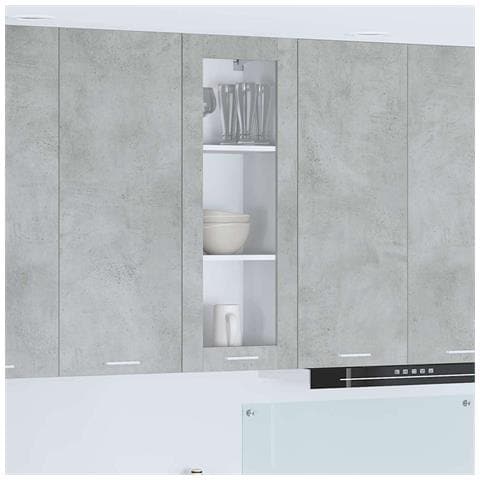 Armadio pensile con porta Riga Grigio cemento 40 x 31 x 100 cm - Foto 2