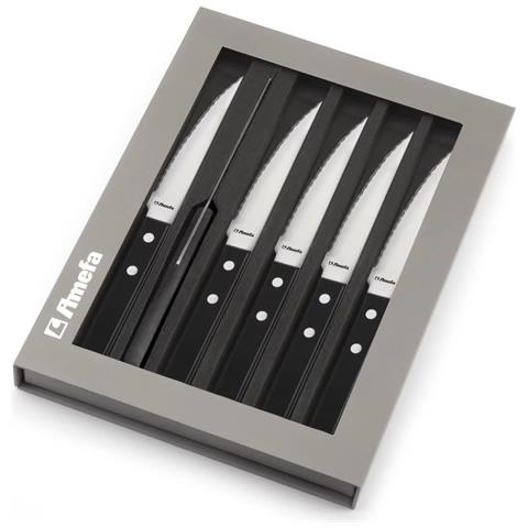 Set Di 6 Coltelli Da Bistecca Con Lame Seghettate, Neri - 700000mb02rb6 - Foto 2