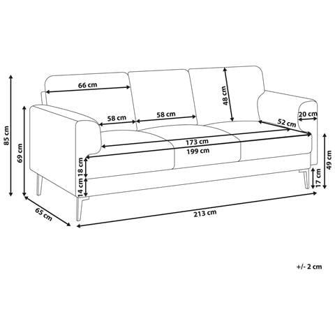 Divano 3 Posti Lousto Tessuto Beige Chiaro - Foto 2