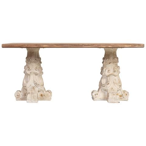Tavolino Da Caffè In Legno E Magnesio Marrone E Bianco 180x95x78h Cm - Foto 2