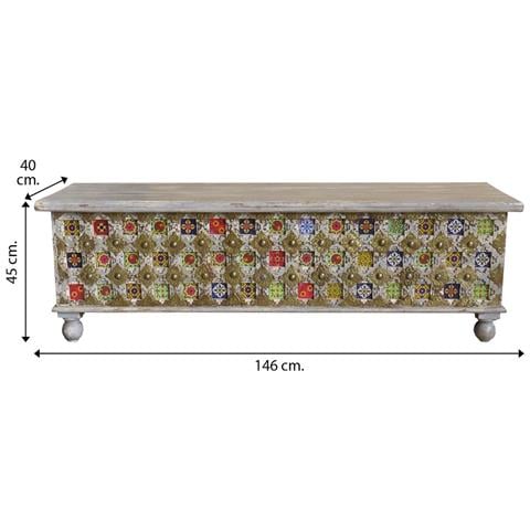 Baule In Legno Marrone 146x40x45h - Foto 4