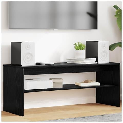 Mobile TV Rovere Nero 100 x 35 x 40 cm Legno multistrato - Foto 2