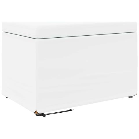 Pouf Bianco Pelle Sintetica e Legno Ingegnerizzato - Foto 1