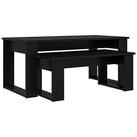 Set di Tavolini da Caffè 2 pcs Rovere Nero Legno multistrato - Foto 1