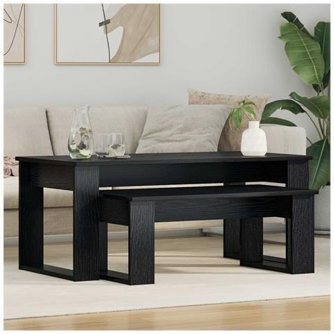 Set di Tavolini da Caffè 2 pcs Rovere Nero Legno multistrato - Foto 2