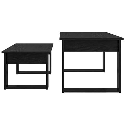 Set di Tavolini da Caffè 2 pcs Rovere Nero Legno multistrato - Foto 9