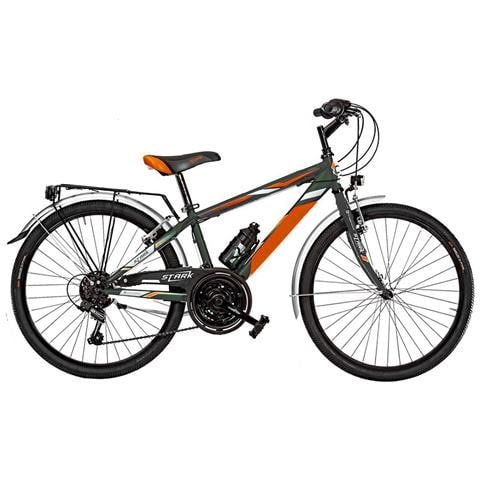Bici Misura 24 Da Ragazzo Mountain Bike Sr24c Mtb Stark Cambio 18v Completa Di Accessori E Luci A Led - 34 Titanio - Arancio - Bianco Opaco - Foto 1